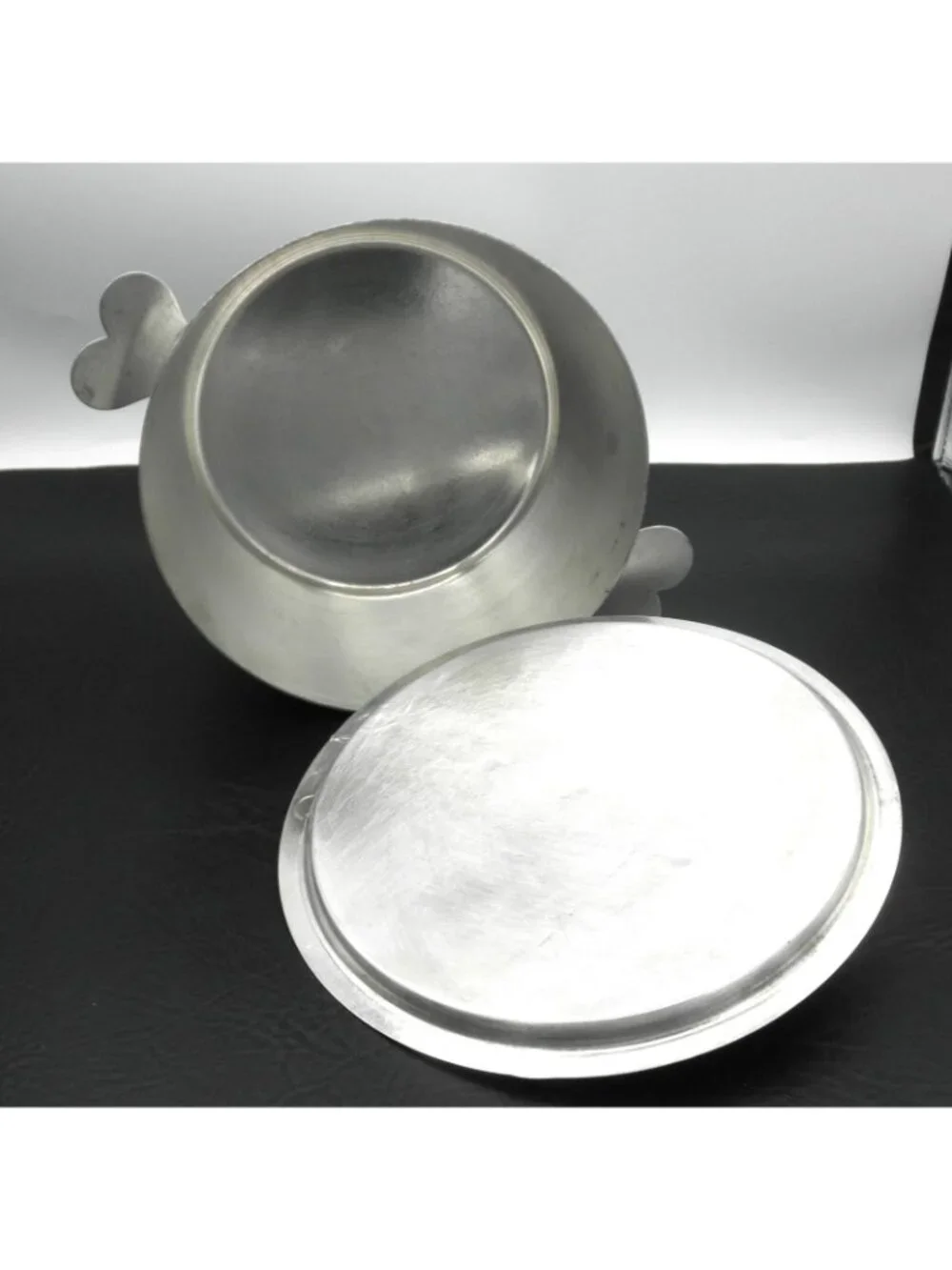 French Charlotte Pot Heart Handles France Flan Custard Pan No 18 with Lid Clean